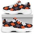 Halloween Argyle Pattern Print White Chunky Shoes