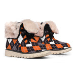 Halloween Argyle Pattern Print Winter Boots