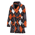 Halloween Argyle Pattern Print Women's Bathrobe
