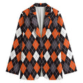 Halloween Argyle Pattern Print Women's Blazer
