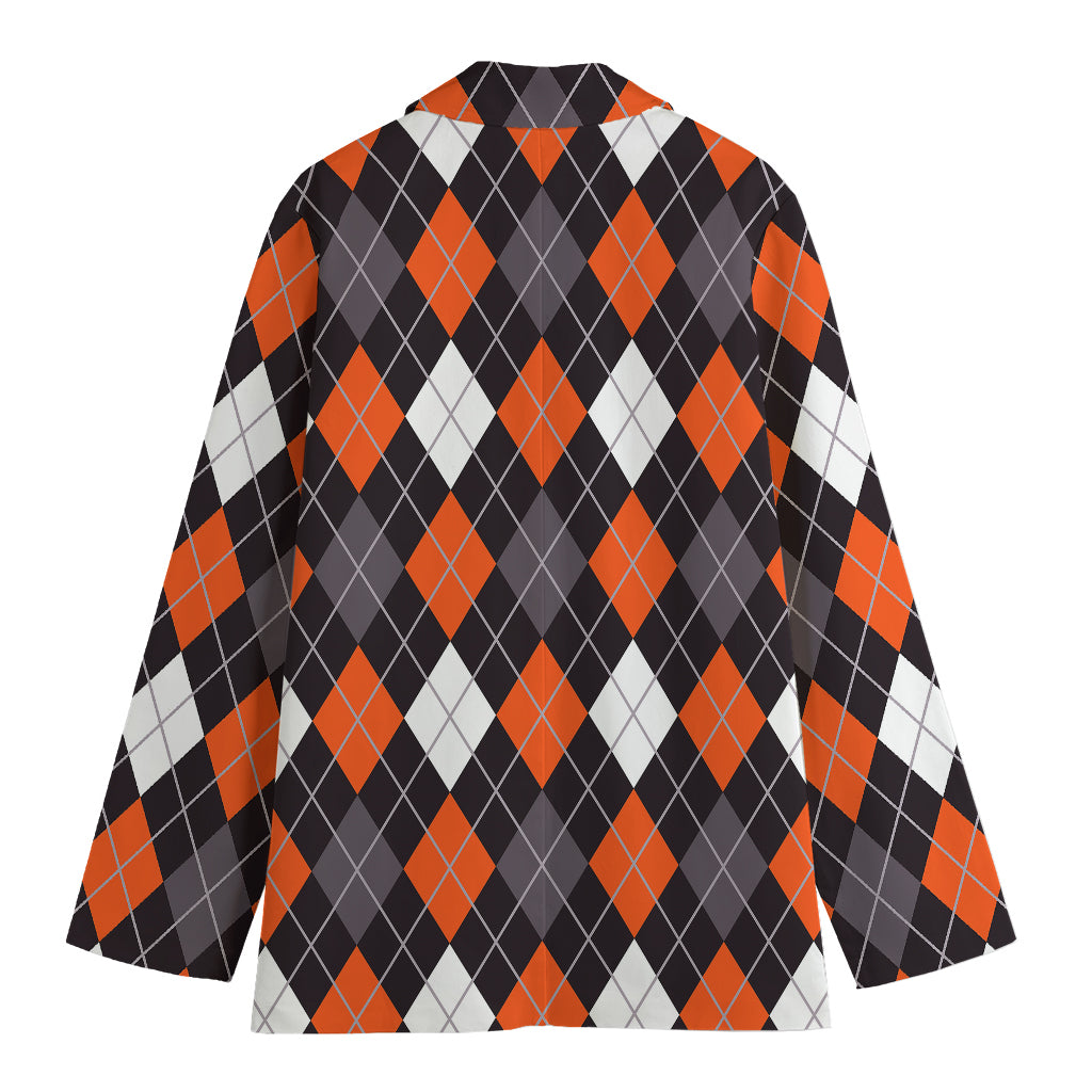 Halloween Argyle Pattern Print Women's Blazer