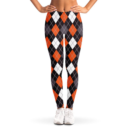 Halloween Argyle Pattern Print Women's Leggings