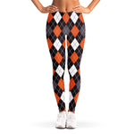 Halloween Argyle Pattern Print Women's Leggings