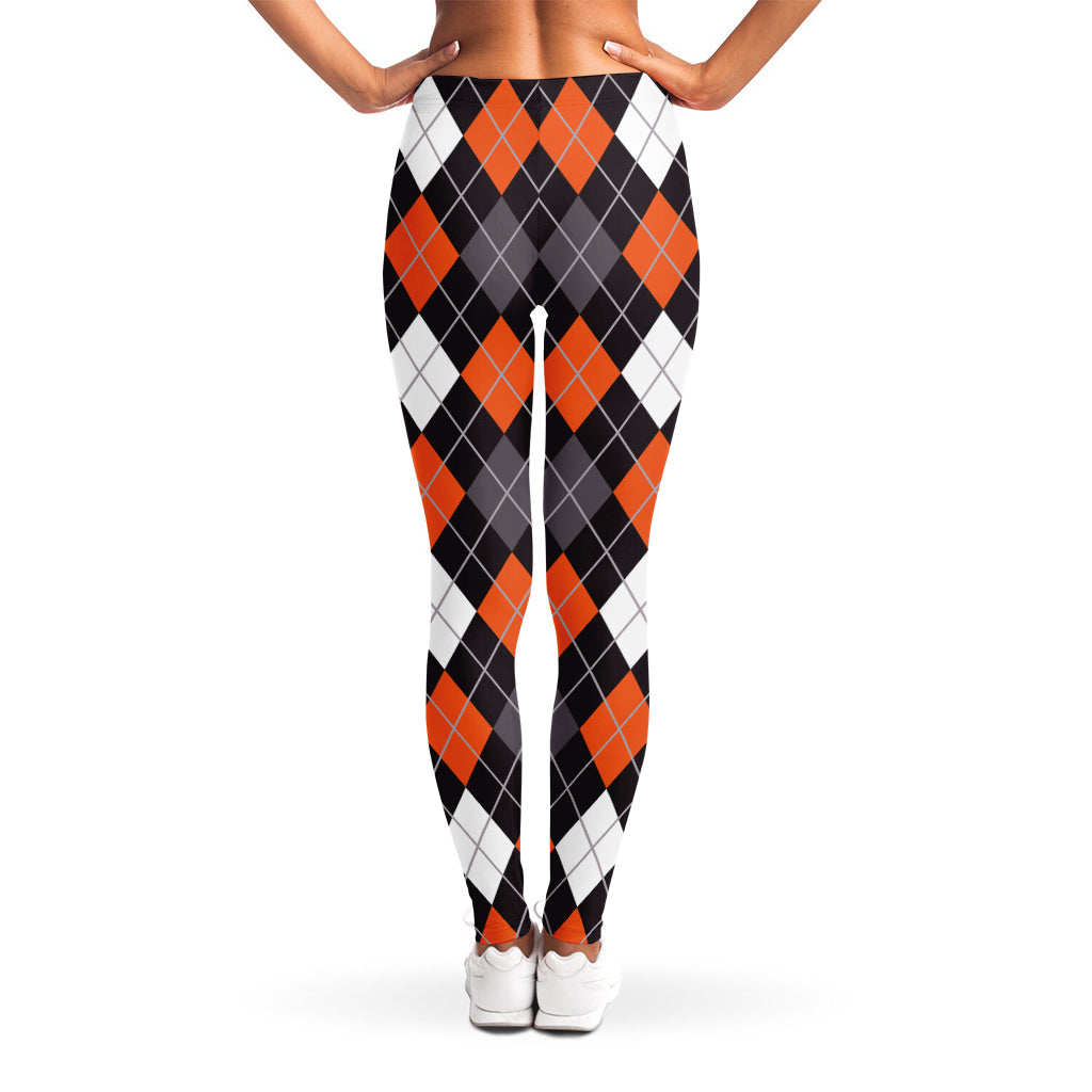 Halloween Argyle Pattern Print Women's Leggings