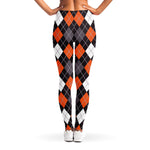 Halloween Argyle Pattern Print Women's Leggings