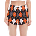Halloween Argyle Pattern Print Women's Split Running Shorts