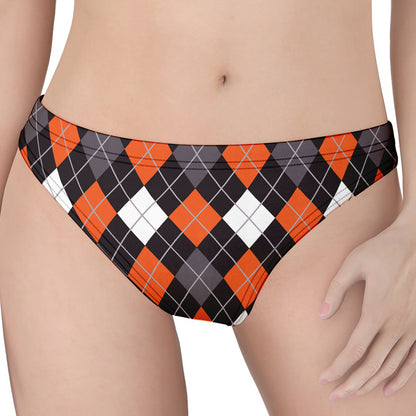 Halloween Argyle Pattern Print Women's Thong