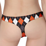 Halloween Argyle Pattern Print Women's Thong