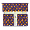Halloween Bat And Moon Pattern Print 3 Piece Kitchen Curtains