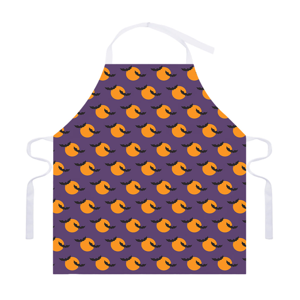 Halloween Bat And Moon Pattern Print Adjustable Apron
