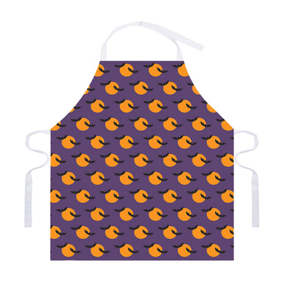 Halloween Bat And Moon Pattern Print Adjustable Apron