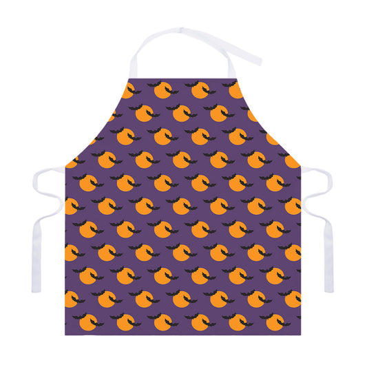 Halloween Bat And Moon Pattern Print Adjustable Apron