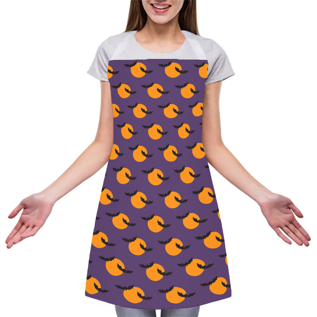 Halloween Bat And Moon Pattern Print Adjustable Apron