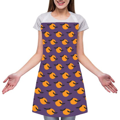 Halloween Bat And Moon Pattern Print Adjustable Apron