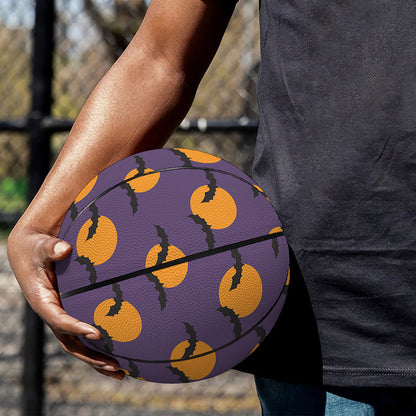 Halloween Bat And Moon Pattern Print Basketball