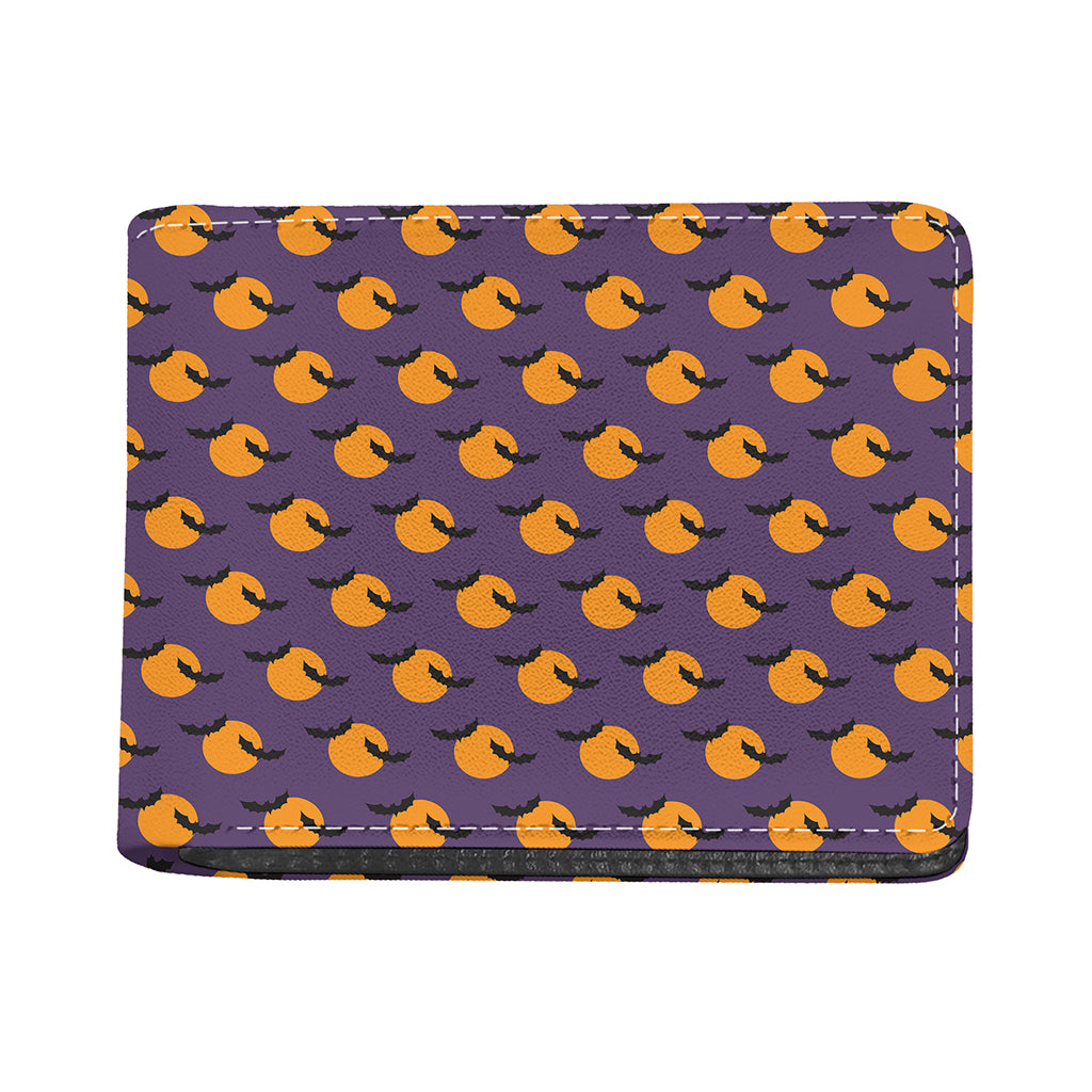 Halloween Bat And Moon Pattern Print Bifold Wallet