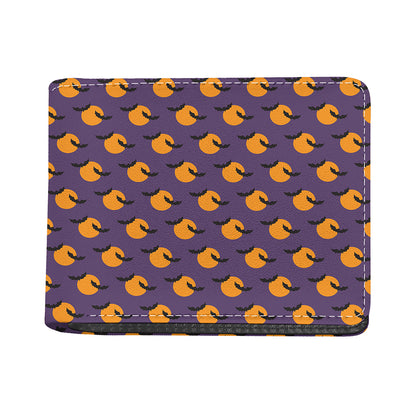 Halloween Bat And Moon Pattern Print Bifold Wallet