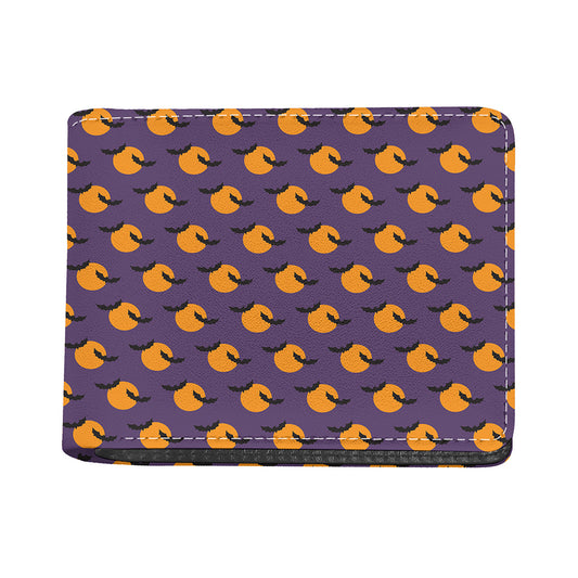 Halloween Bat And Moon Pattern Print Bifold Wallet