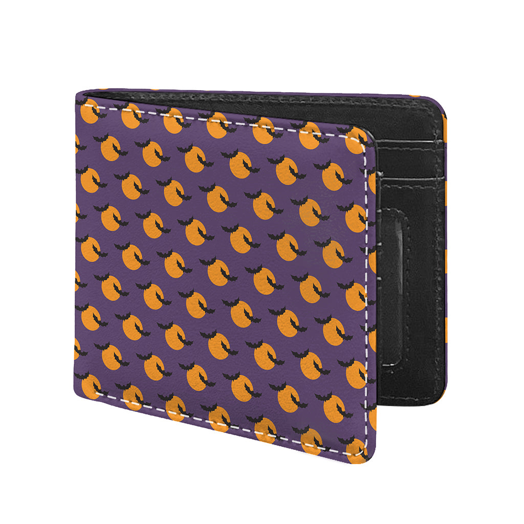 Halloween Bat And Moon Pattern Print Bifold Wallet