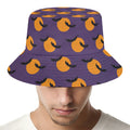 Halloween Bat And Moon Pattern Print Bucket Hat