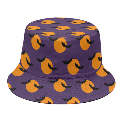 Halloween Bat And Moon Pattern Print Bucket Hat