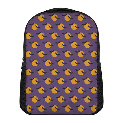 Halloween Bat And Moon Pattern Print Casual Backpack