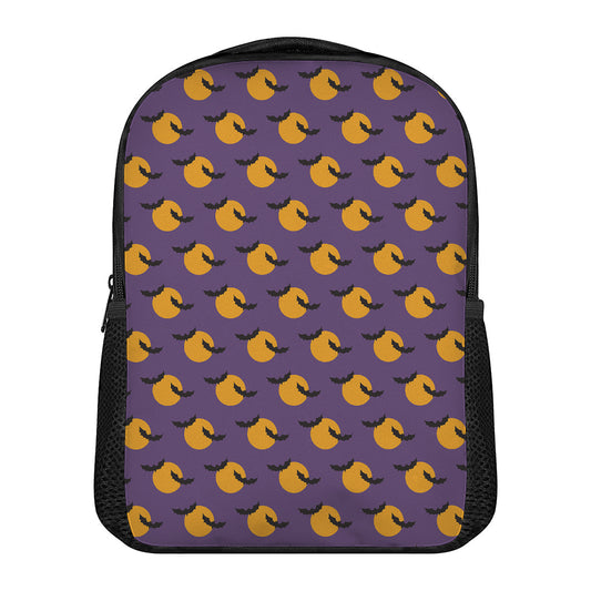 Halloween Bat And Moon Pattern Print Casual Backpack