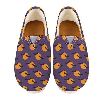 Halloween Bat And Moon Pattern Print Casual Shoes