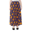 Halloween Bat And Moon Pattern Print Chiffon Maxi Skirt