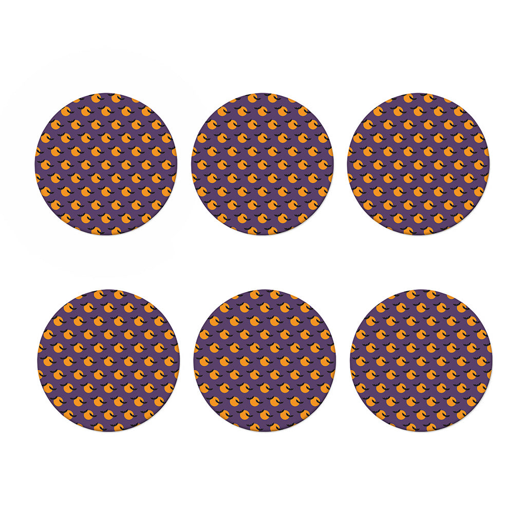 Halloween Bat And Moon Pattern Print Coaster Set