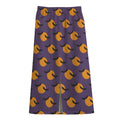 Halloween Bat And Moon Pattern Print Cotton Front Slit Maxi Skirt