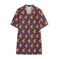 Halloween Bat And Moon Pattern Print Cotton Hawaiian Shirt
