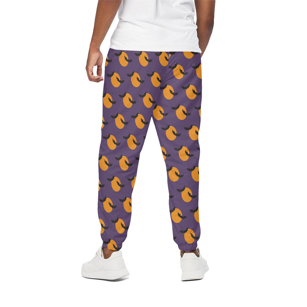 Halloween Bat And Moon Pattern Print Cotton Pants