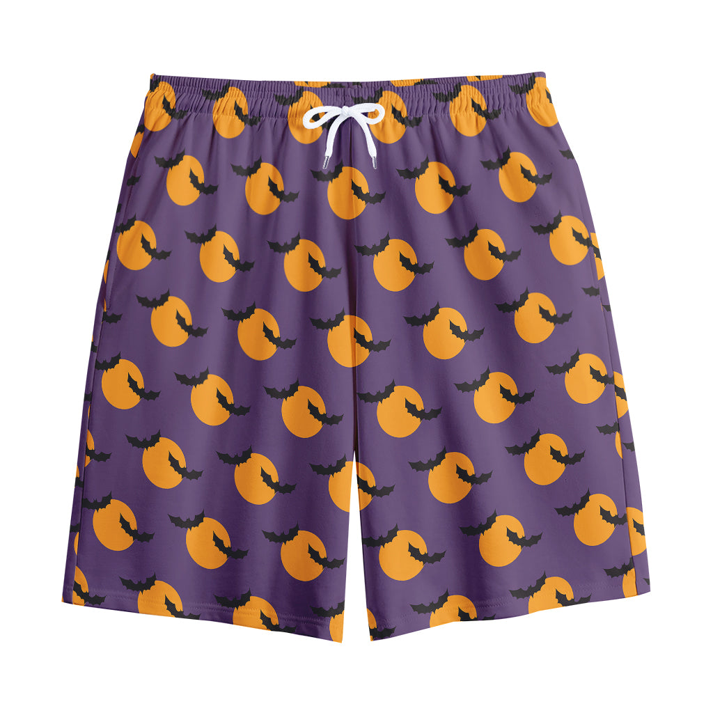Halloween Bat And Moon Pattern Print Cotton Shorts