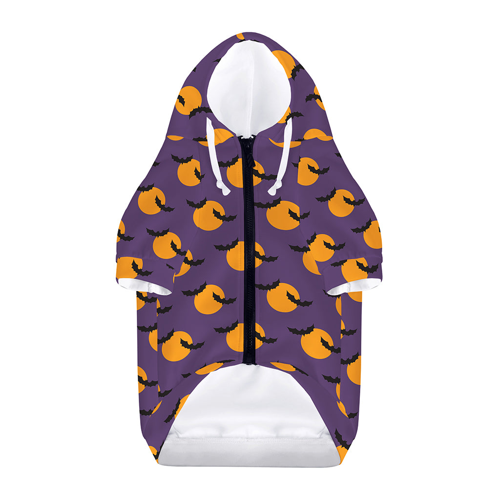 Halloween Bat And Moon Pattern Print Dog Zip Up Hoodie