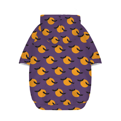 Halloween Bat And Moon Pattern Print Dog Zip Up Hoodie