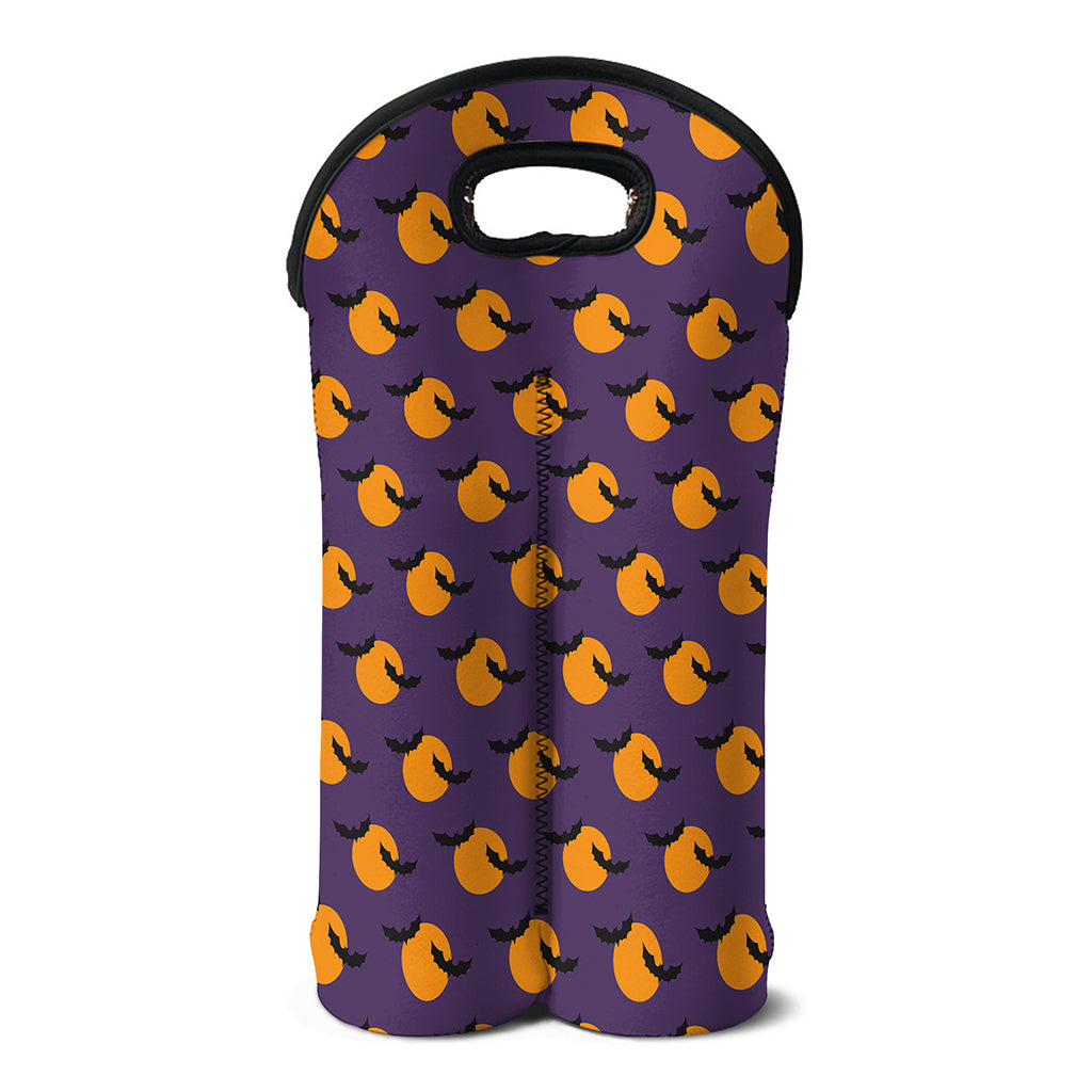 Halloween Bat And Moon Pattern Print Double Neoprene Wine Tote