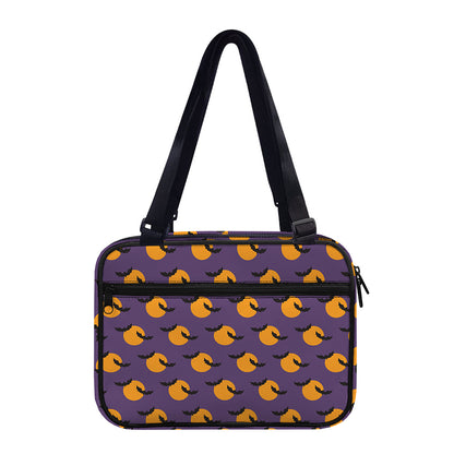 Halloween Bat And Moon Pattern Print Double Strap Bible Bag