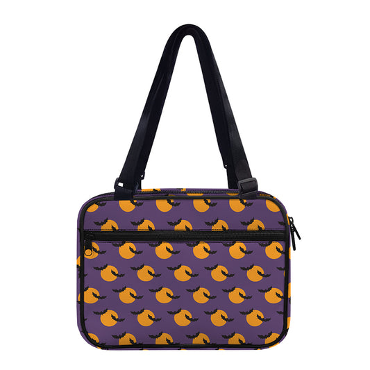 Halloween Bat And Moon Pattern Print Double Strap Bible Bag