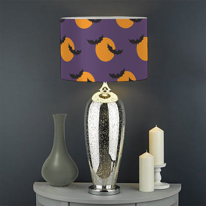 Halloween Bat And Moon Pattern Print Drum Lamp Shade