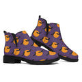 Halloween Bat And Moon Pattern Print Flat Ankle Boots