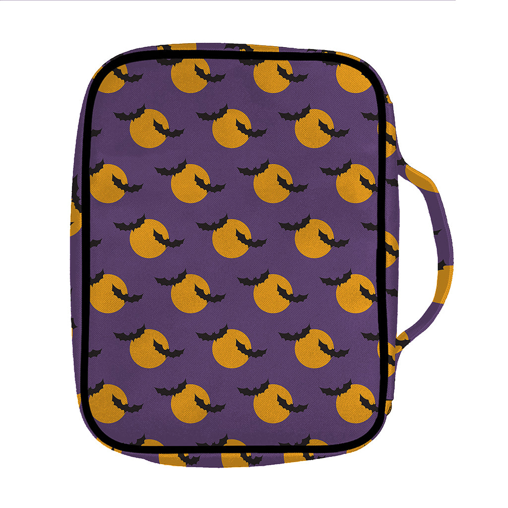 Halloween Bat And Moon Pattern Print Front Pocket Bible Bag