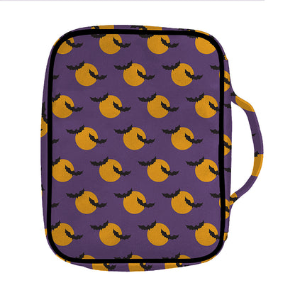 Halloween Bat And Moon Pattern Print Front Pocket Bible Bag