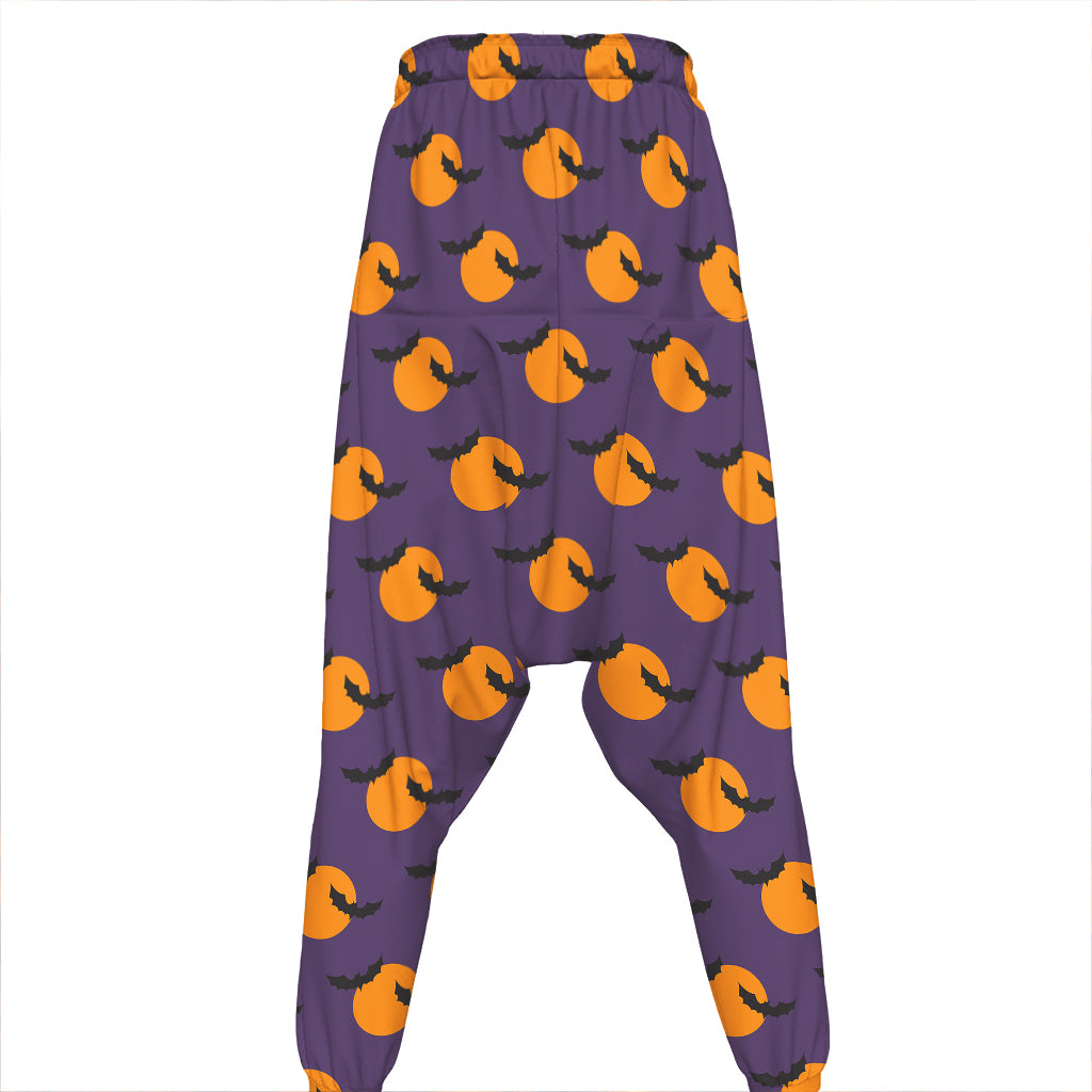 Halloween Bat And Moon Pattern Print Hammer Pants