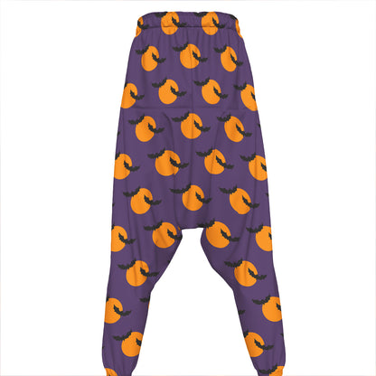 Halloween Bat And Moon Pattern Print Hammer Pants
