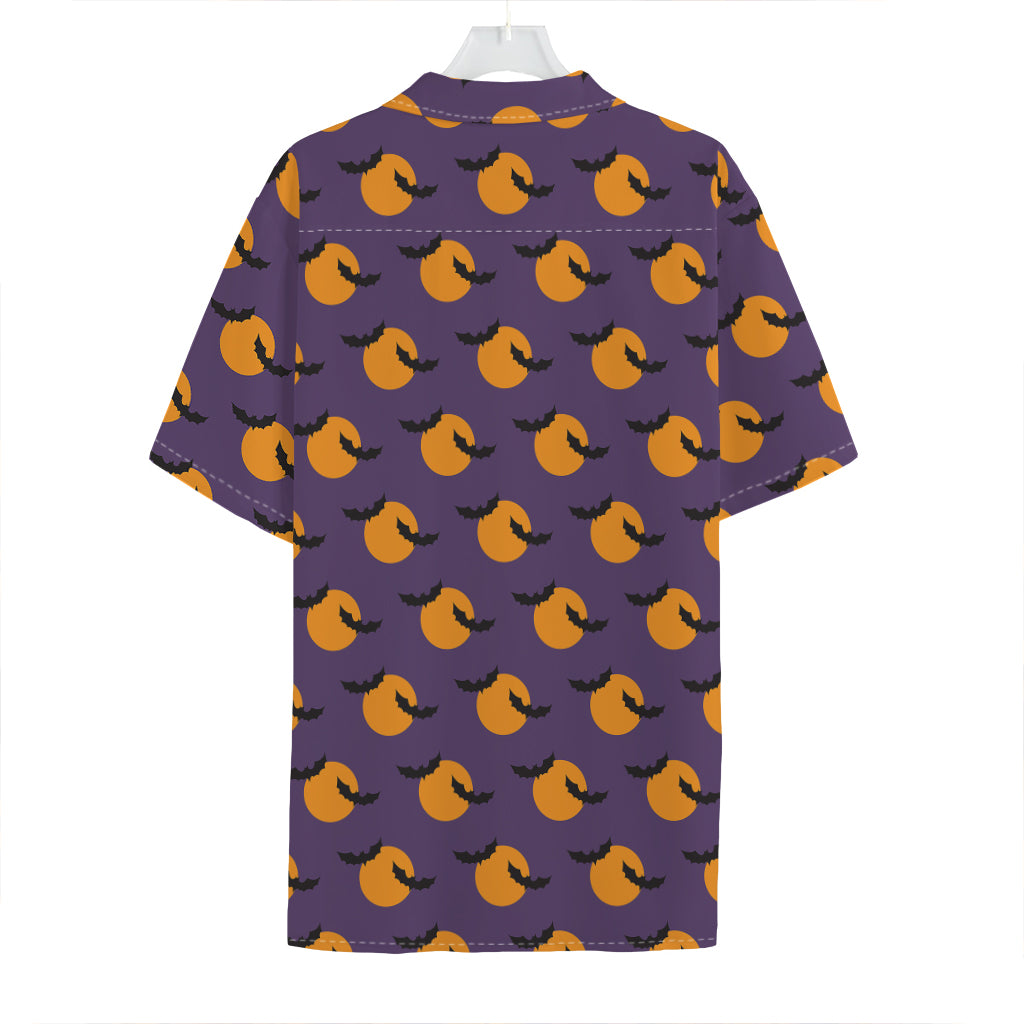 Halloween Bat And Moon Pattern Print Hawaiian Shirt