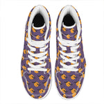 Halloween Bat And Moon Pattern Print High Top Leather Sneakers