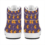 Halloween Bat And Moon Pattern Print High Top Leather Sneakers