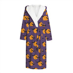 Halloween Bat And Moon Pattern Print Hooded Bathrobe
