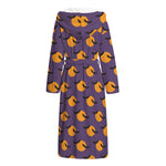 Halloween Bat And Moon Pattern Print Hooded Bathrobe